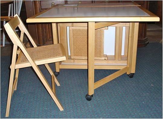 Folding Kitchen Table with Chair Storage Folding Dining Table with Chair Storage Brown Color