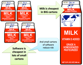 Smaller cartons of software are cheaper and less risky