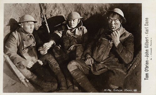 Tom O'Brien, John Gilbert, and Karl Dane in The Big Parade