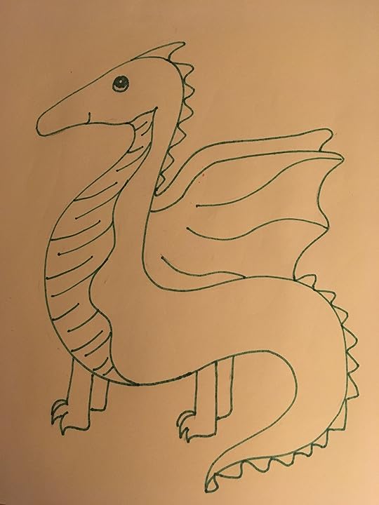 Pregnant and Green smiling with beautiful wings and pointy, narrow face.