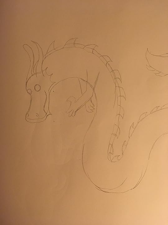Scratch of a Chinese dragon in pencil