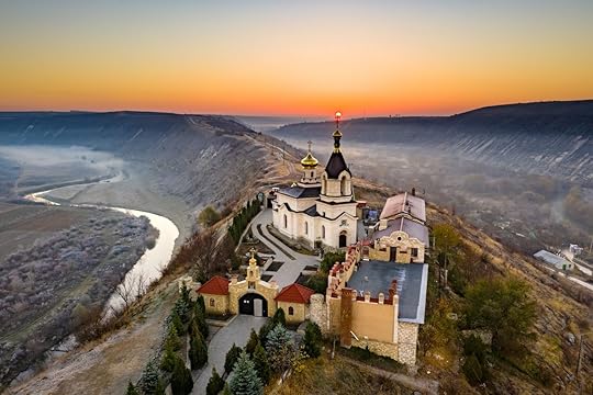 Old Orhei Monastery at sunrise in Moldova
