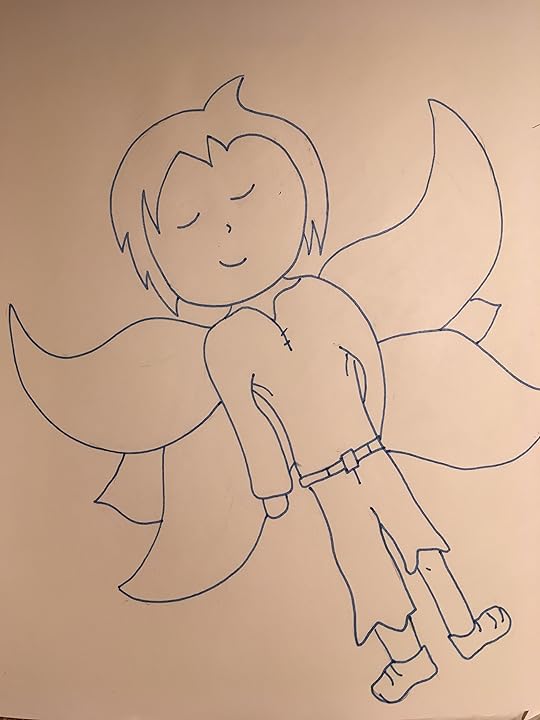 Boy fairy in blue with wings cartoon 