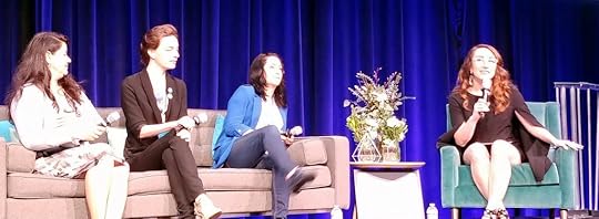Carrie Shaw speaking at Google International Women's Day 2018 with Natalie Villalobos, founder of Women Techmakers