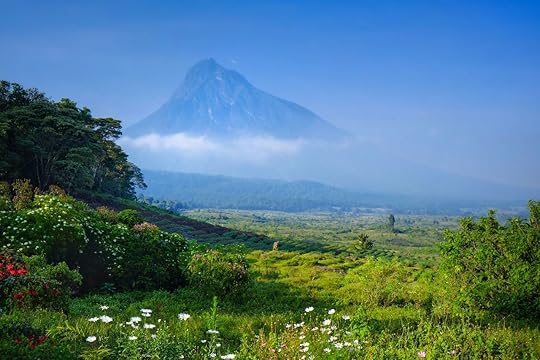 View of a Volcano in the Virunga National Park in the Democratic Republic of Congo, Africa