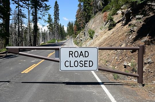 The closed road sign in Yosemite National Park, California