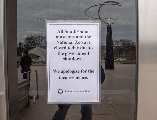 Smithosian museums and DC zoo closed due to government shut down sign