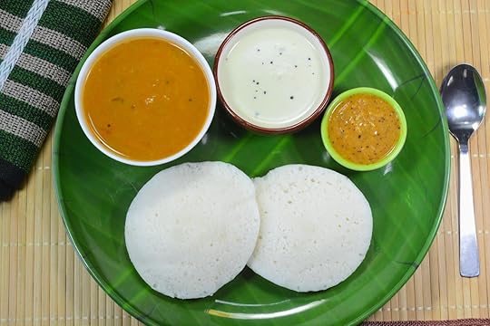 Idi served with chutney and sambar