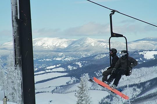 Lost Trail Ski Area ski lift with snowboarders