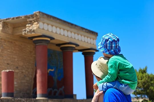 Tourist family in Knossos Palace, Crete
