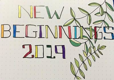 drawing of words, new beginnings, 2019, hand drawing