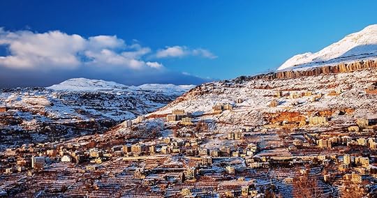 Beautiful landscape of mountainous Lebanese ski town in winter