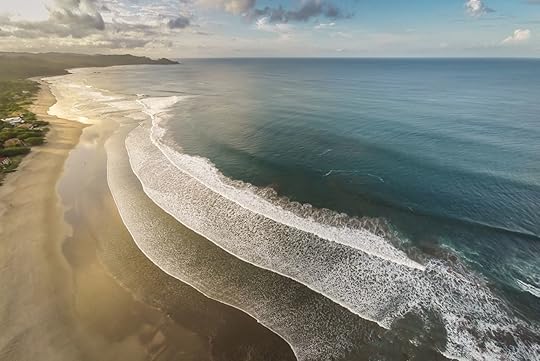 Beautiful beach with staggered whitewash in Nicaragua