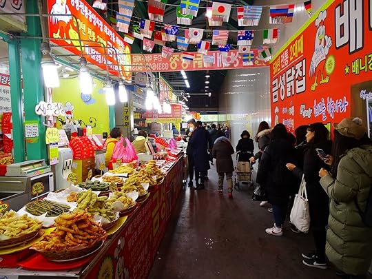 Shoppers at a market in Gangneung, South Korea
