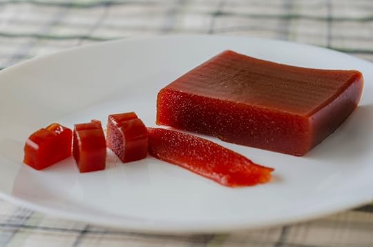 Guava candy on a white plate