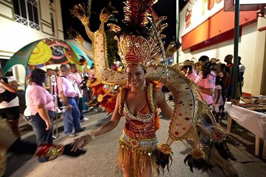 Aruban woman in sparkly costume during February festival