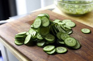 sliced cucumbers