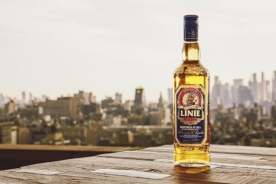bottle of linie aquavit liquor