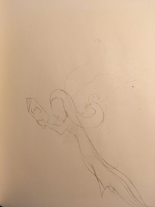 Pencil fairy long wings creepy face