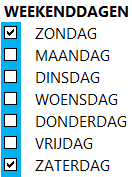 kalender sjabloon weekenddagen