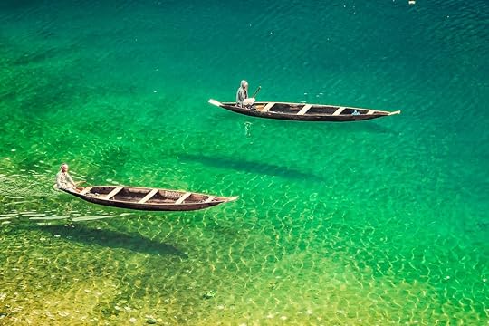 Everyday Fishing on Dawki river in Dawki, India Bangladesh Border, Meghalaya, India