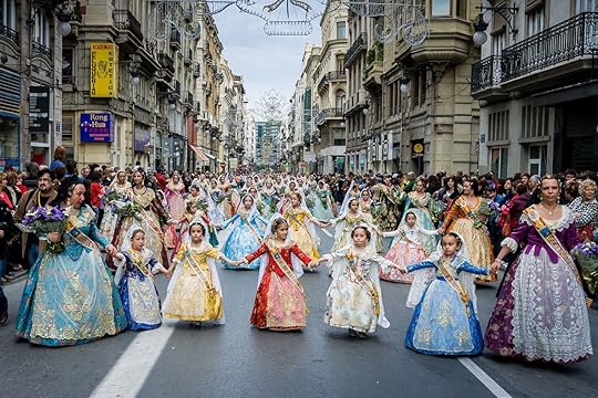 Girls in gowns for the Fallas Festival in Valencia
