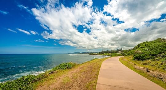 walkway along the coast in Kauai, Hawaii