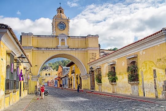 View of colonial colorful buildings in Antigua, Guatemala
