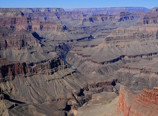 spectacular viewpoint along Hermit's roadside on the Colorado River and the South Rim of Grand Canyon in Arizona