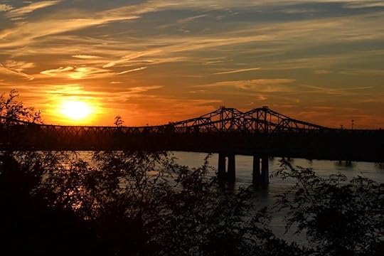 Sunset over a bridge in Mississippi