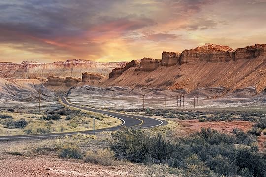 Scenic road in Capitol Reef National Park at sunset