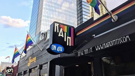 rainbow logo out front a gay bar