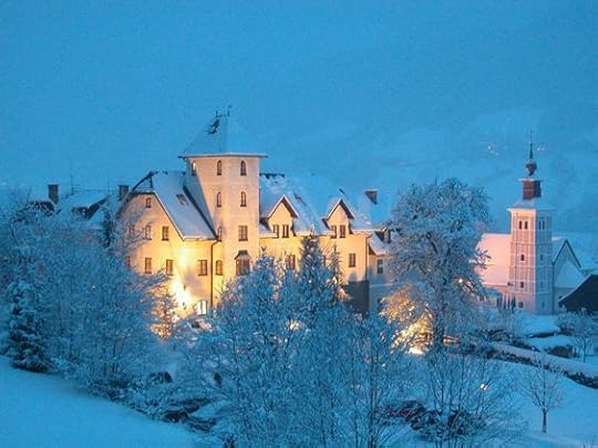 christmas castle in the snow