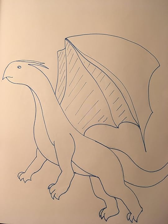 Dragon blue cat like wings tiny smile