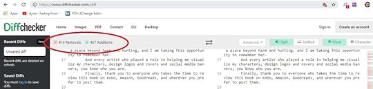 Diffchecker suggests 419 removals and 457 additions.