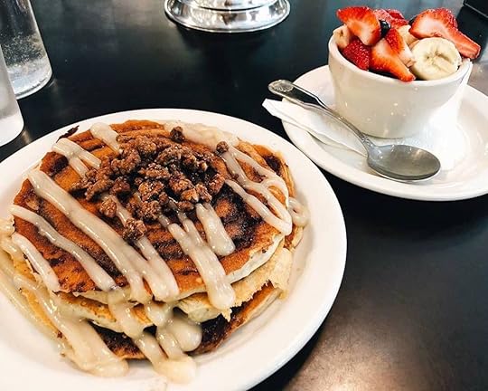 Champs Diner vegan pancakes with fresh fruit