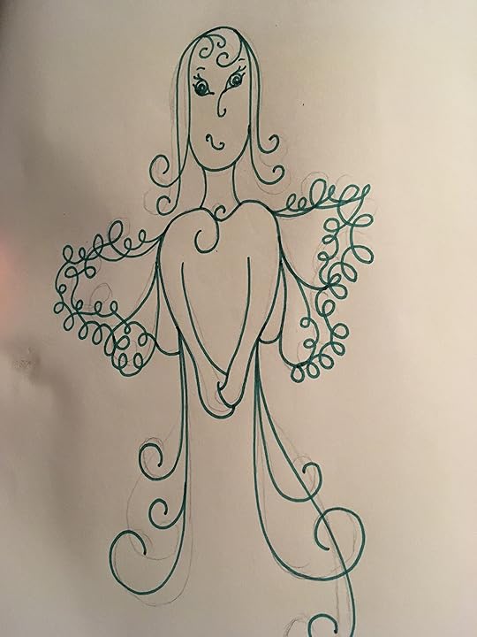 Green ink swirly fairy weird face