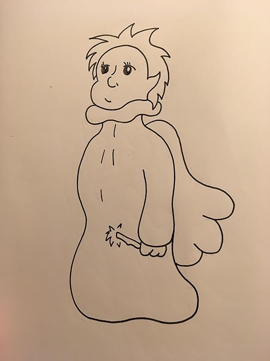 Black ink flowy angel with punk hair totally not actually a fairy