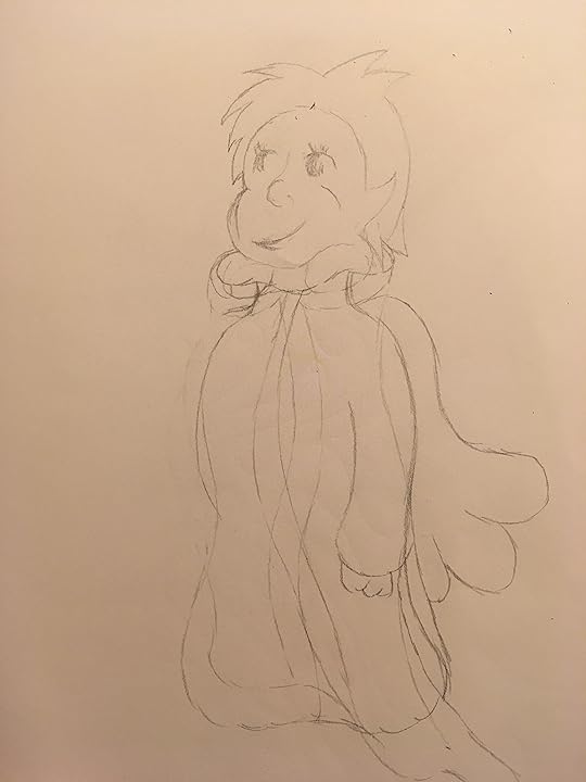 Pencil sketch fairy puffy with wings