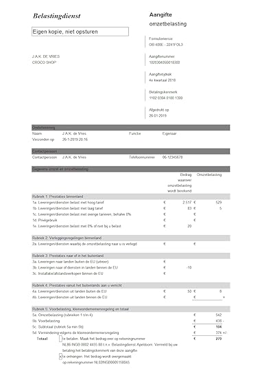 BTW-aangifte vierde kwartaal