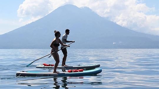 Stand Up Paddlers on Lake Atitlan, Guatemala