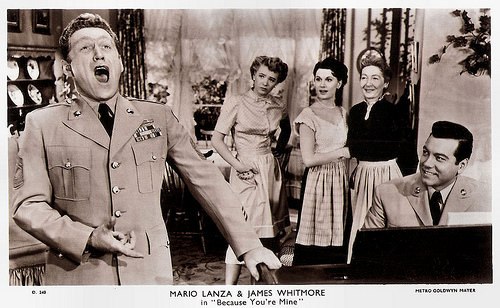 Mario Lanza and James Whitmore in Because You're Mine (1952)