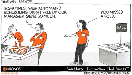 automation, Kronos, Time Will Spent, cartoon, scheduling, interaction, employee engagement