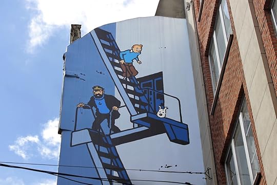 Comic strip mural painting in Brussels