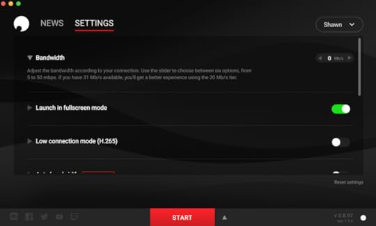 The Shadow App, waiting for me to click Start. It will then launch in either full-screen or windowed mode, transforming your Mac display into a Windows desktop.