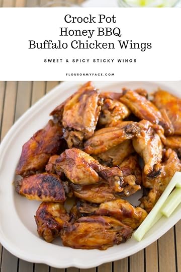 Crock Pot Honey BBQ Buffalo Chicken Wings recipe served on a platter with homemade ranch dressing.