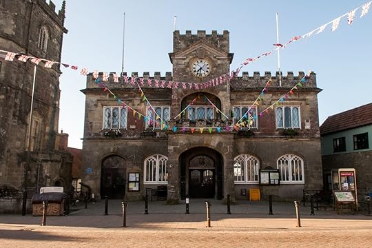 Bunting decorates the castellated stone town hall of Shaftesbury in Dorset during Queen Elizabeth's Jubilee celebrations