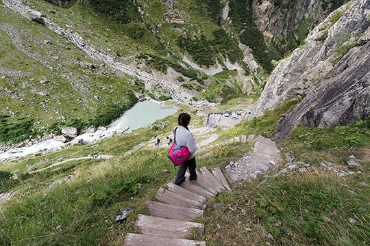 Tourist at the trift river valey in Bern, Switzerland
