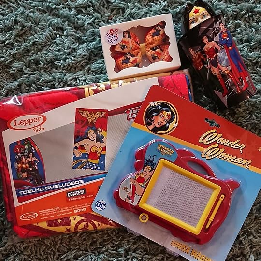 Andre Rossi, @o.andrerossi, a fellow Wonder Woman lover and a reader of mine and friend sent me these lovely Wonder Woman goodies all the way from Brazil! (beaming) What a lovely, sweet pick-me-up. I’m especially looking forward to using the Wonder Woman etch-a-sketch and towel! Thank you, Andre!<br /><br />When I was a child and teen being abused and tortured, imagining that I was Superman, Wonder Woman, the Hulk, helped me survive some of it, so I have a special fondness for superheroes, and especially for Wonder Woman who is such a strong woman character.<br /><br />#wonderwoman #strongwomen #princessdiana #jla #superheroes