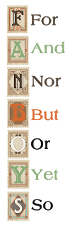 Alphabet blocks spelling out FANBOYS